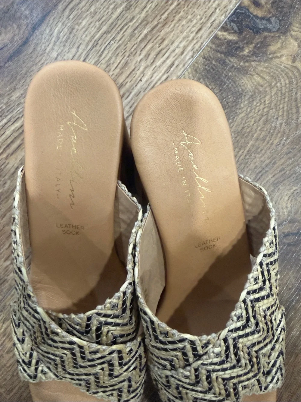 Woven Cross-Strap Platform Mules in Natural and Black